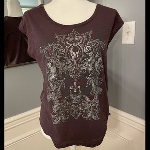 Rock & Republic Skull Graphic Short Sleeve T-Shirt EUC Size - Small